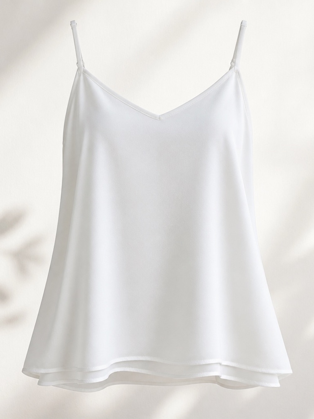 White Women's V-Neck Double Layered Cami Tank Top #207